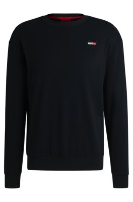 Cotton-blend sweatshirt with heart logo, Black