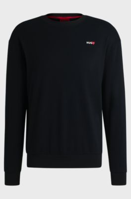 Cotton-blend sweatshirt with heart logo, Black
