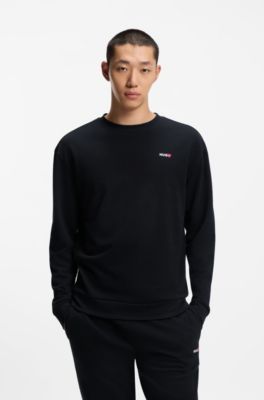 Cotton-blend sweatshirt with heart logo, Black