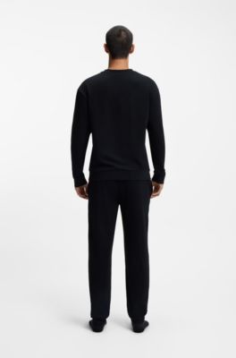 Cotton-blend sweatshirt with heart logo, Black