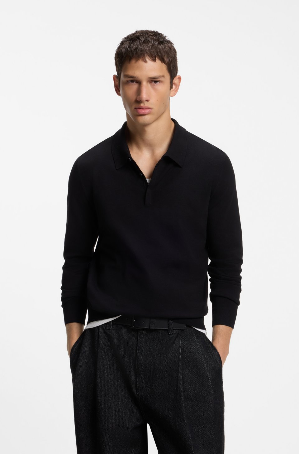 Slim-fit knit polo