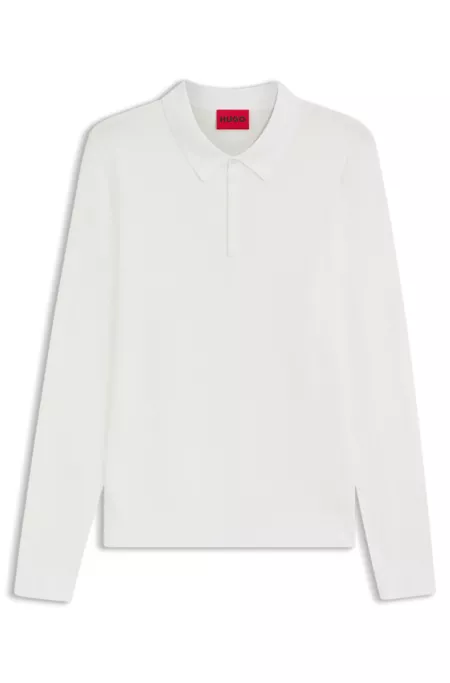 Slim-fit knit polo with concealed placket