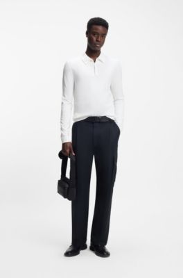 Slim-fit knit polo with rear logo, White