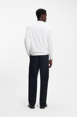 Polo slim fit in maglia con logo sulla parte posteriore, Bianco