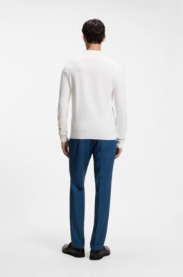 Slim-fit knit polo, Natural