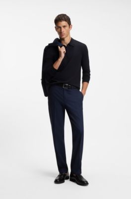 Slim-fit knit polo, Dark Blue