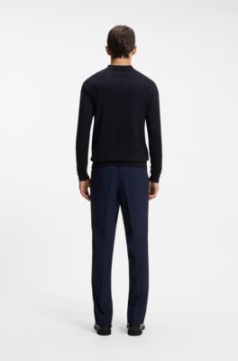 Slim-fit knit polo, Dark Blue