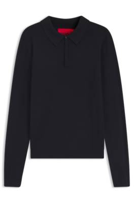 Slim-fit knit polo with rear logo 1