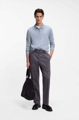 Slim-fit knit polo with rear logo, Purple
