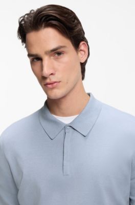 Slim-fit knit polo with rear logo, Purple