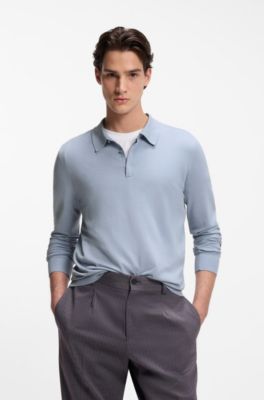 Slim-fit knit polo with rear logo, Purple