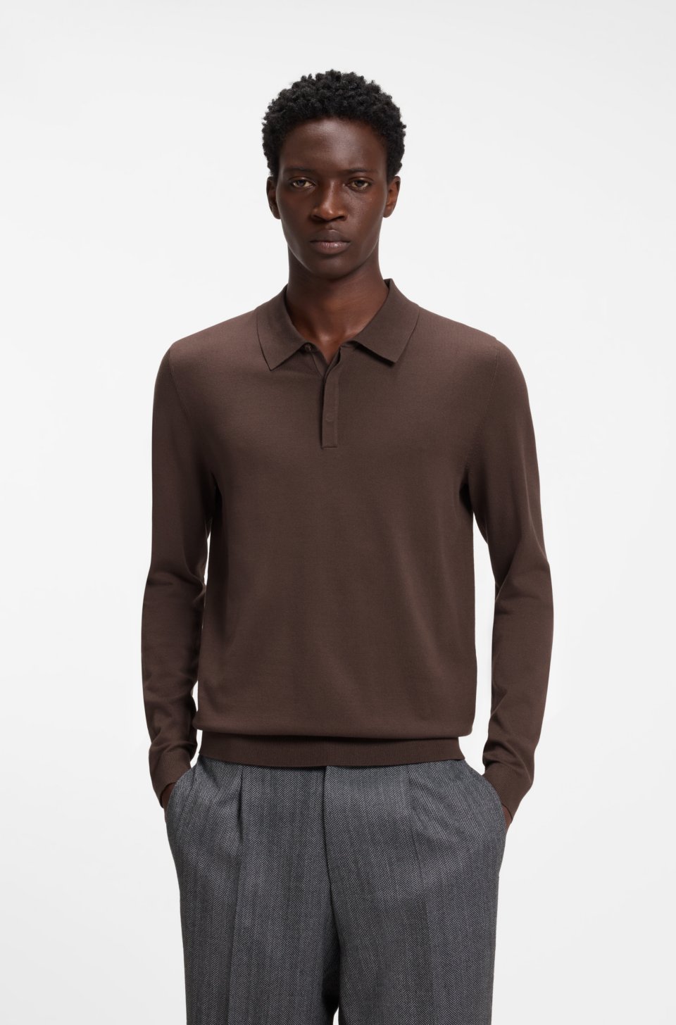 Slim-fit knit polo