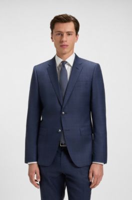 Silk-blend tie in micro-pattern jacquard, Dark Blue