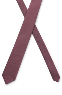Silk-blend tie in micro-pattern jacquard, Dark Pink