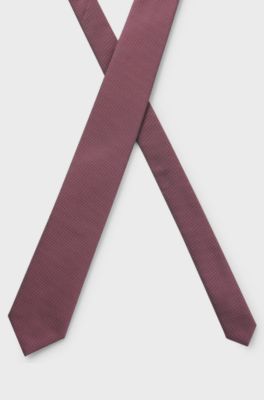 Silk-blend tie in micro-pattern jacquard, Dark pink