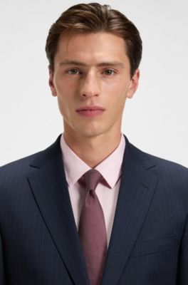 Silk-blend tie in micro-pattern jacquard, Dark Pink