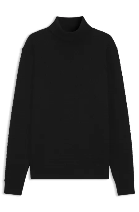 Structured-knit rollneck sweater in cotton