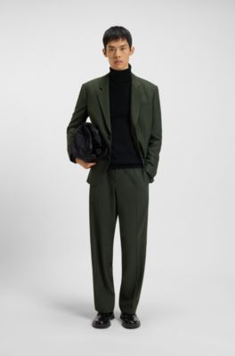 Structured-knit rollneck sweater in cotton, Black