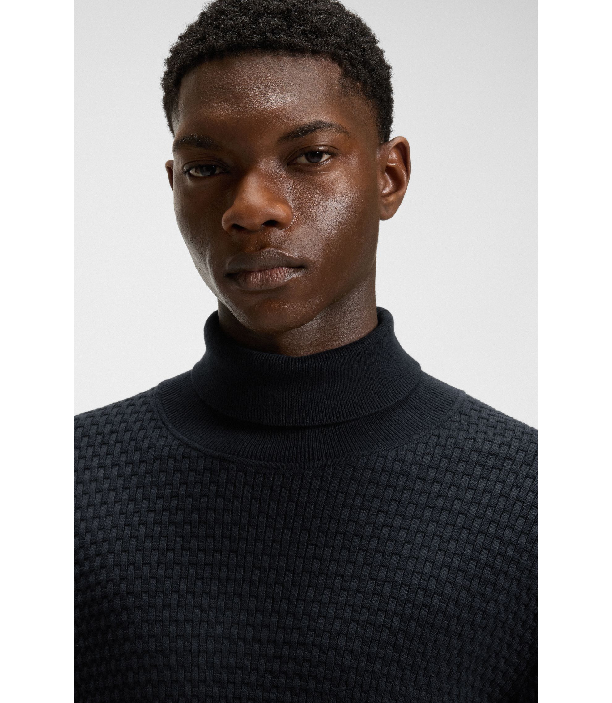 Roll Neck Hugo Boss Funnel Neck Jumper HUGO Structured-knit