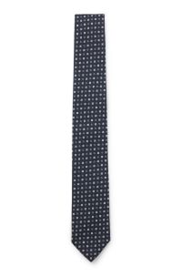 Cravate en soie mélangée à motif jacquard, Bleu foncé