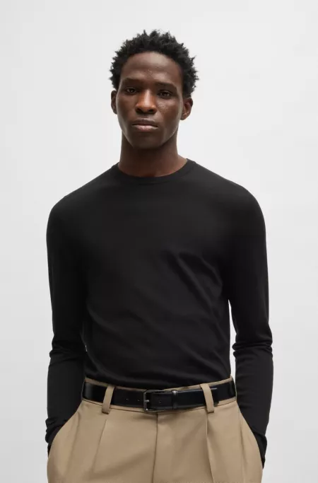 Regular-fit sweater with crew neck in soft yarns