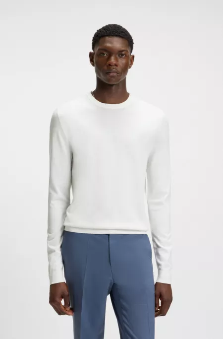 Regular-fit sweater with crew neck in soft yarns