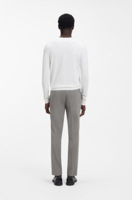 Regular-fit knitted sweater with crew neckline, Natural
