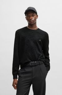 Regular-fit sweater with spiderweb structure, Black