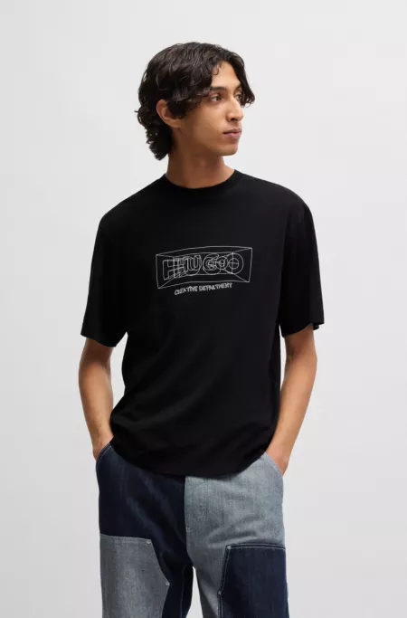 Regular-fit T-shirt in cotton with graphic logos