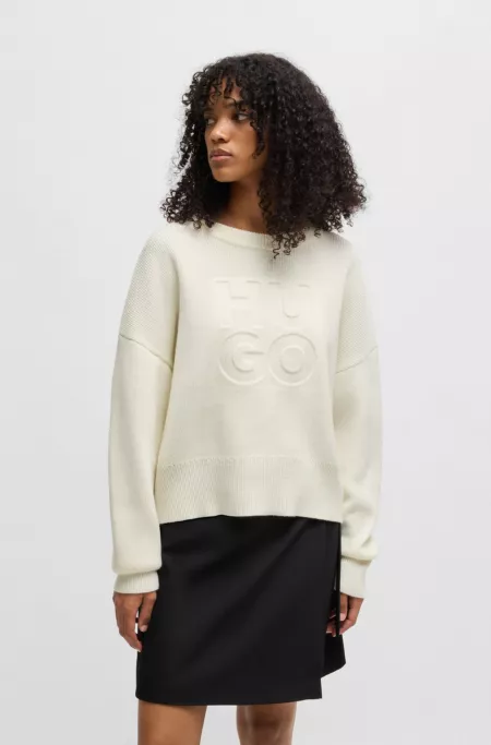Relaxed-fit sweater with embossed logo