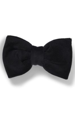 Bow tie in cotton velvet jacquard, Black