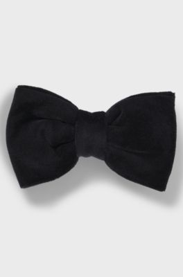 Bow tie in cotton velvet jacquard, Black
