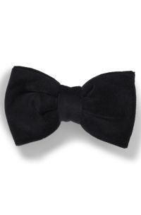 Bow tie in cotton velvet jacquard, Black