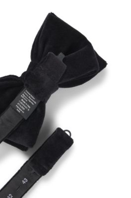 Bow tie in cotton velvet jacquard, Black