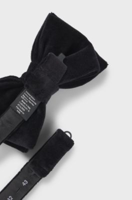 Bow tie in cotton velvet jacquard, Black