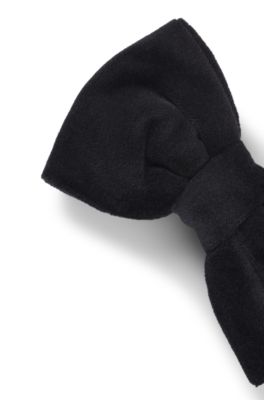 Bow tie in cotton velvet jacquard, Black