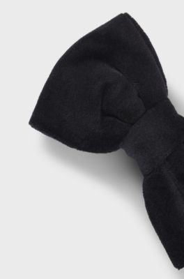 Bow tie in cotton velvet jacquard, Black