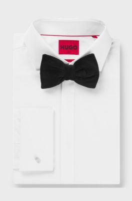 Bow tie in cotton velvet jacquard, Black