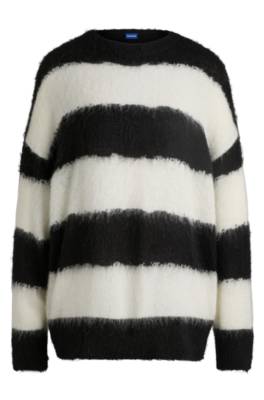 HUGO OVERSIZED-FIT SWEATER WITH IRREGULAR BLOCK STRIPES 