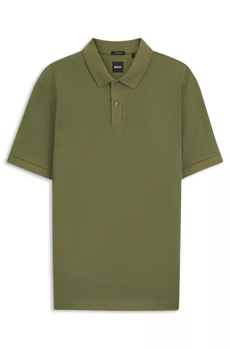 Mercerised-cotton polo shirt with micro pattern