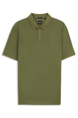 Mercerised-cotton polo shirt with micro pattern