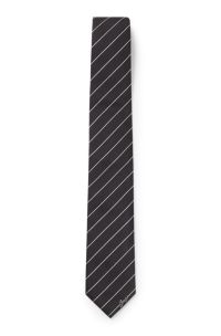 Cravatta in seta jacquard con righe diagonali, Nero