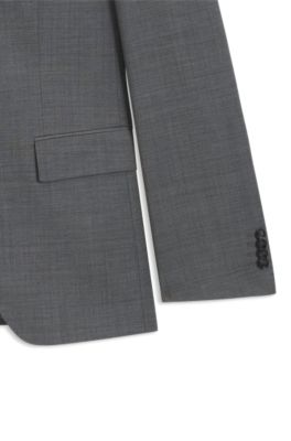 Slim fit-kostym i mikrom&ouml;nstrad ullblandning, Ljusgr&aring;