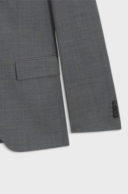 Slim-fit pak van een wolmix met microdessin, Lichtgrijs