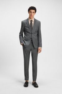 Slim-fit suit in a micro-patterned wool blend, Light Grey