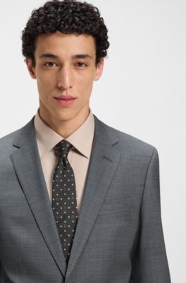 Slim-fit suit in a micro-patterned wool blend, Light Grey