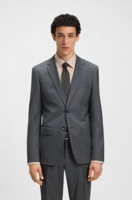 Slim-fit suit in a micro-patterned wool blend, Light Grey