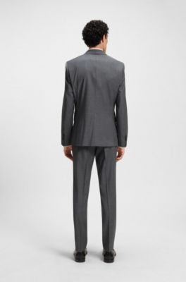 Slim fit-kostym i mikrom&ouml;nstrad ullblandning, Ljusgr&aring;