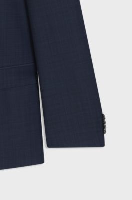 Slim-fit suit in a micro-patterned wool blend, Blue