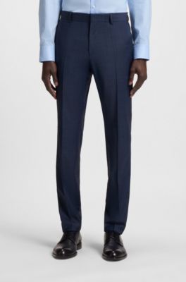 Abito slim fit in misto lana con micromotivo, Blu